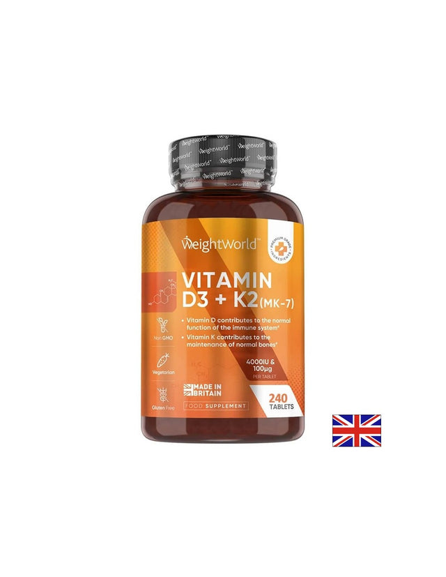 Костна система - Витамин D3 4000 IU + K2 100 µg, 240 таблетки Weight Worl  WeightWorld - Nutra Best Bulgaria