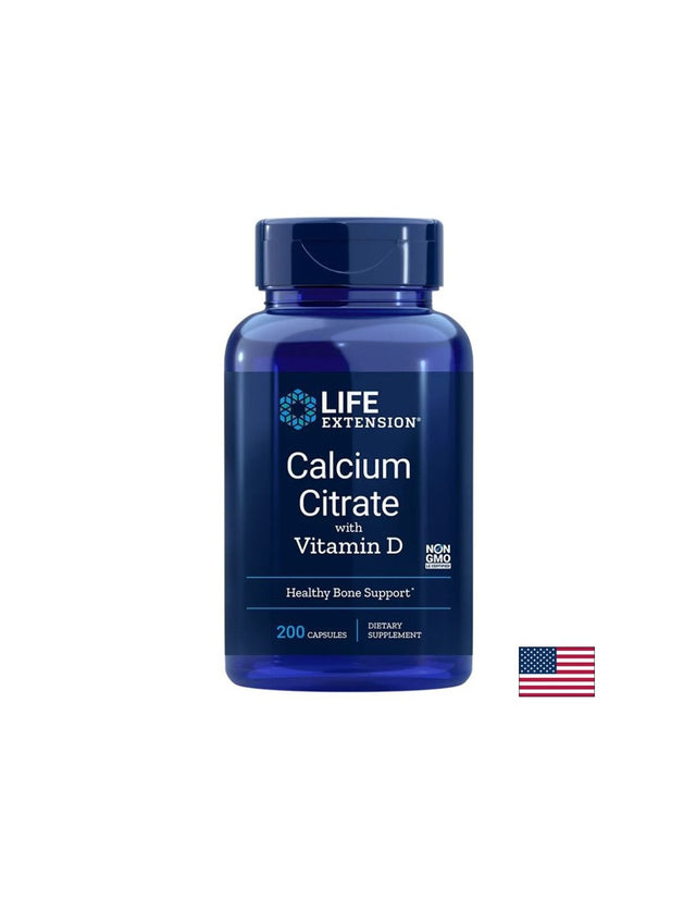 Калций (цитрат) + Витамин D3 - Calcium Citrate with Vitamin D3, 200 капсули  Life Extension - Nutra Best Bulgaria