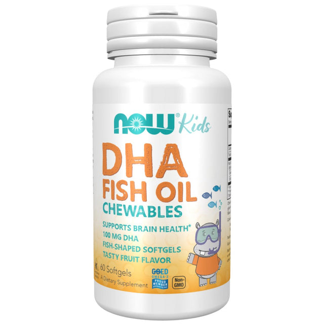 DHA 100 mg Kid's Chewable - 60 дъвчащи дражета  NOW Foods - Nutra Best Bulgaria
