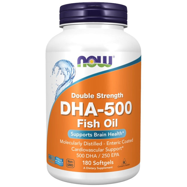 DHA - 500 Double Strength - 180 Гел капсули  NOW Foods - Nutra Best Bulgaria