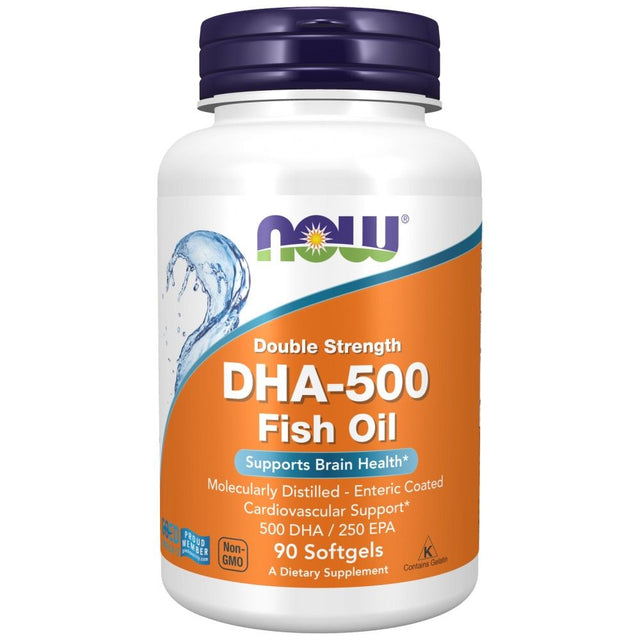DHA - 500 Double Strength - 90 Гел капсули  NOW Foods - Nutra Best Bulgaria