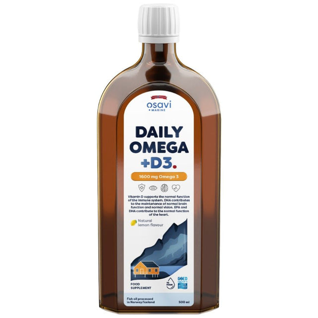 Daily Omega + D3 Liquid | Natural Lemon Flavored - 500 мл  Osavi - Nutra Best Bulgaria