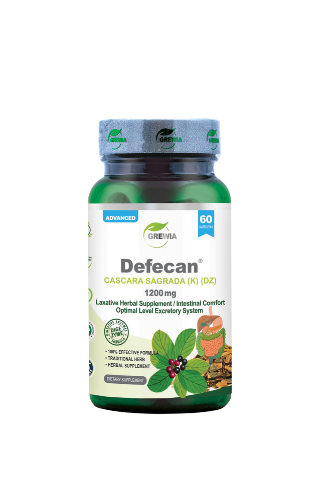 Defecan Cascara Sagrada (K) (DZ), DigeZyme Enzyme Blend – 1200 mg, 60 Caps.  Grewia - Nutra Best Bulgaria