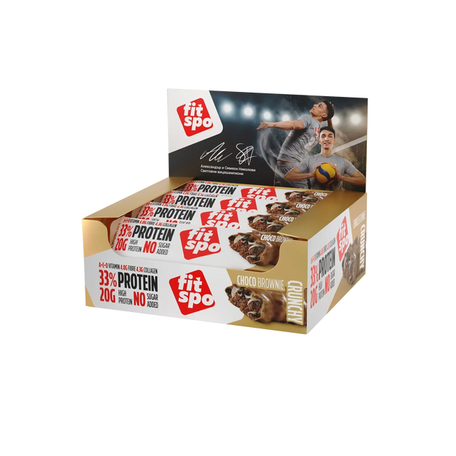 Delight+ Crunchy Protein Bar Шоко Брауни - 12 x 60 грама  FitSpo - Nutra Best Bulgaria