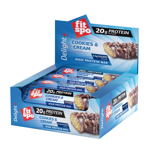 Delight+ Protein Bar Бисквити и Крем - 12 x 60 грама  FitSpo - Nutra Best Bulgaria