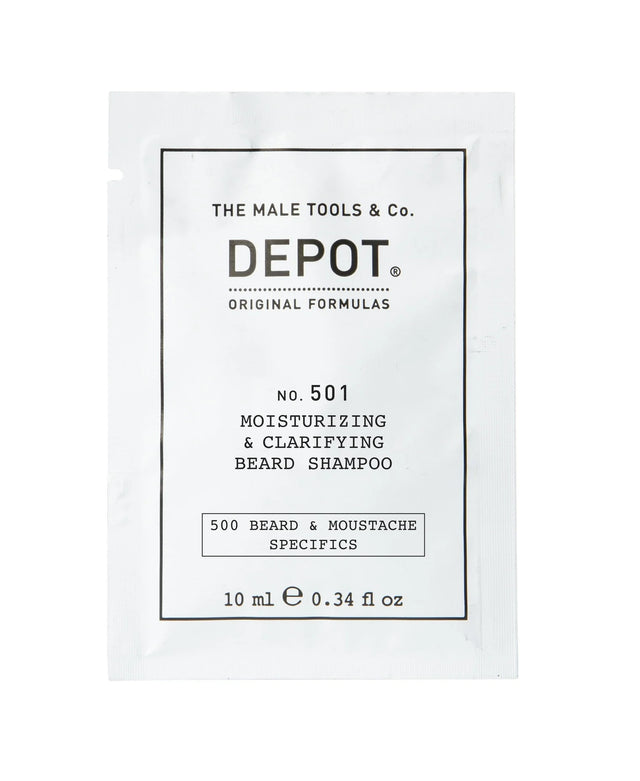 Depot, 500 Beard & Mustache Specifics No. 501, Pro-Vitamin B5, Beard Shampoo, Moisturizing & Clarifying, 10 ml  Depot - Nutra Best Bulgaria