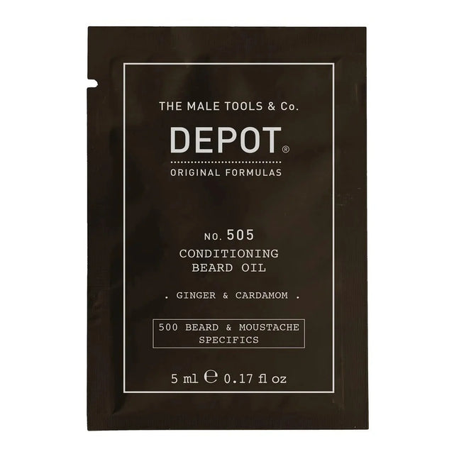 Depot, 500 Beard & Mustache Specifics No. 505, Beard Oil, Ginger & Cardamom, For Shine & Softness, 5 ml  Depot - Nutra Best Bulgaria