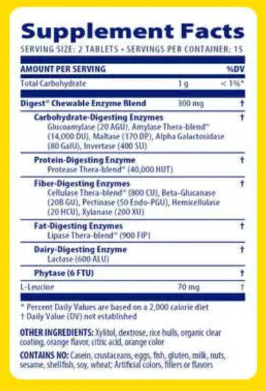Digest Complete Chewable - 60 Дъвчащи таблетки  Enzymedica - Nutra Best Bulgaria