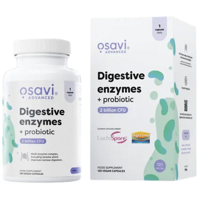 Digestive Enzymes + Probiotic | Digezyme + LactoSpore - 120 капсули  Osavi - Nutra Best Bulgaria