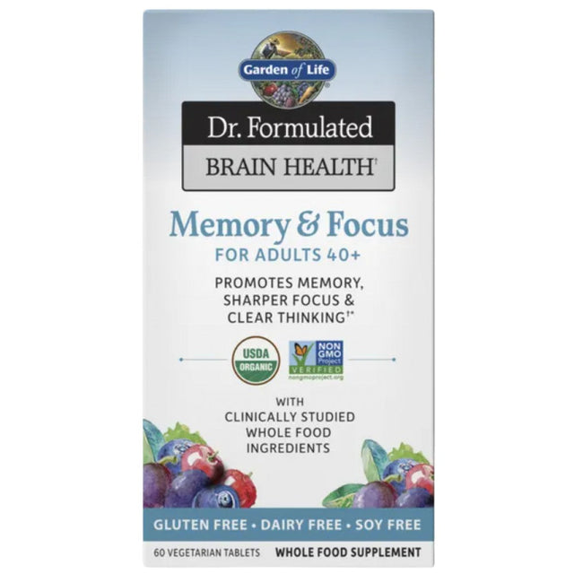 Dr. Formulated Memory & Focus for Adults 40+ - 60 Таблетки  Garden Of Life - Nutra Best Bulgaria