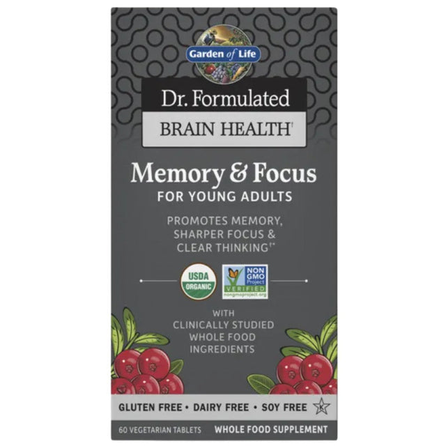 Dr. Formulated Memory & Focus for Young Adults - 60 Таблетки  Garden Of Life - Nutra Best Bulgaria