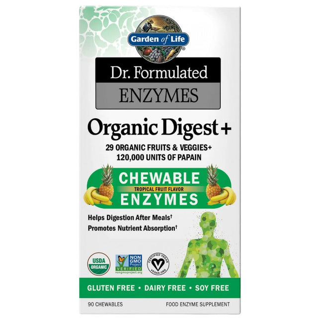Dr. Formulated Organic Digest+ - 90 Дъвчащи таблетки  Garden Of Life - Nutra Best Bulgaria
