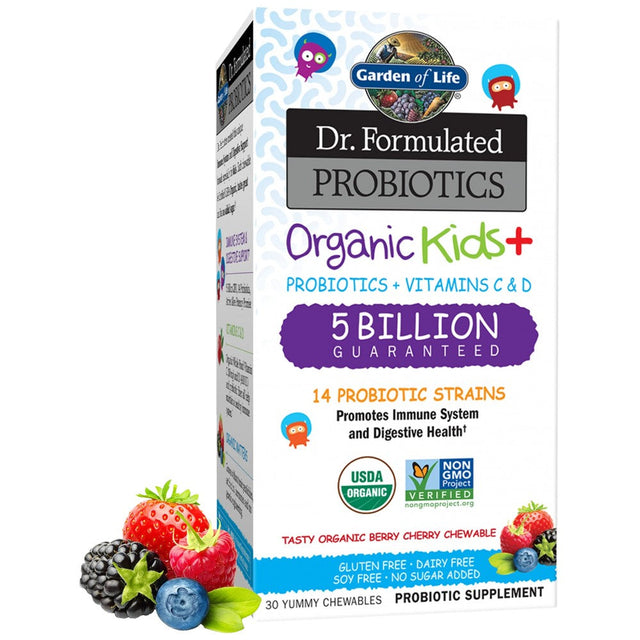 Dr. Formulated Probiotics Organic Kids+ - 30 Дъвчащи таблетки  Garden Of Life - Nutra Best Bulgaria