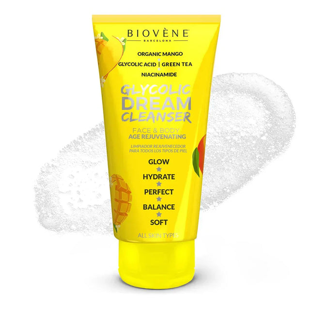 Dream Cleanser – Почистващ гел за лице и тяло с гликолова киселина и био манго - 200 мл  Biovène Barcelona - Nutra Best Bulgaria