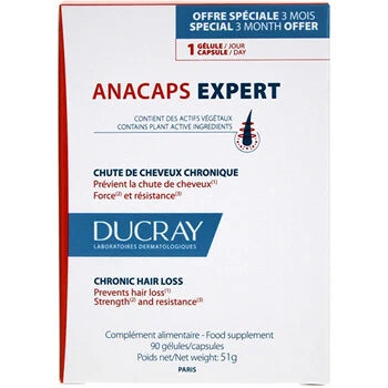 Ducray - Anacaps Expert Chronic Hair Loss 90 kapslí - Doplněk stravy proti padání vlasů  Ducray - Nutra Best Bulgaria