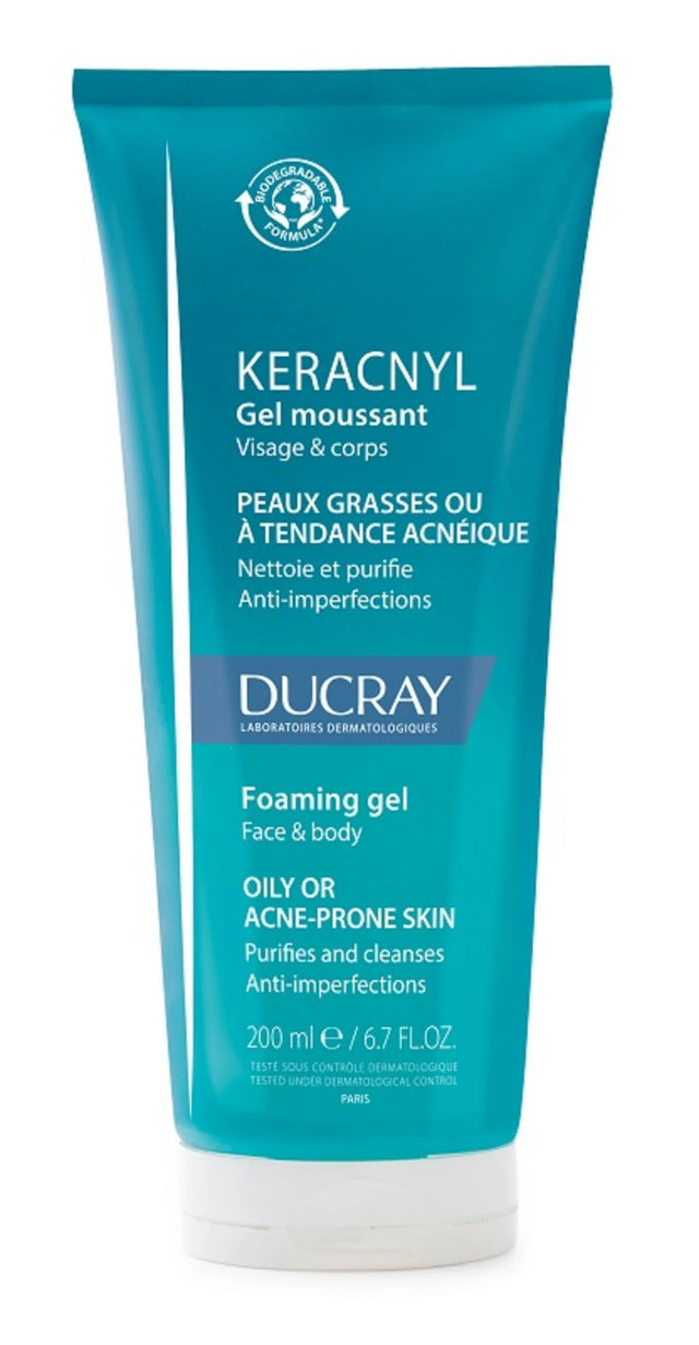 Ducray, Keracnyl, Biodegradable, Fragrance, Cleansing, Shower Gel, Face, Oily, 200 ml  Ducray - Nutra Best Bulgaria
