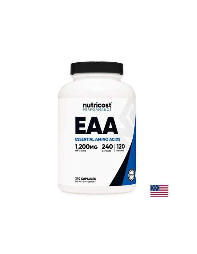 Мускулна маса - Есенциални аминокиселини - EAA, 240 капсули  Nutricost - Nutra Best Bulgaria
