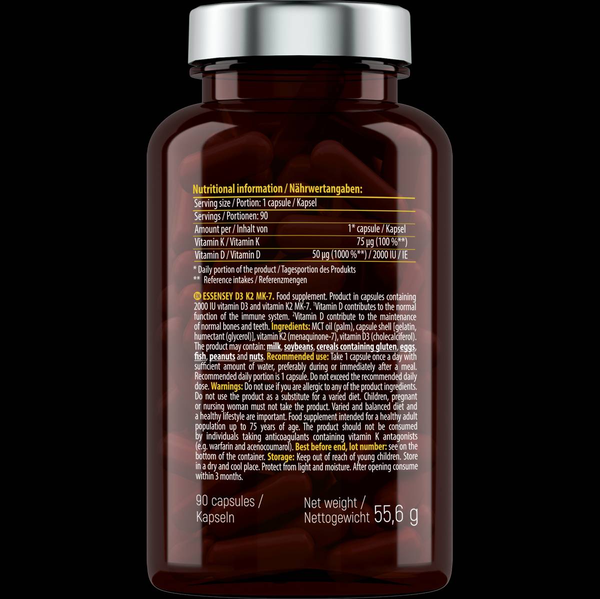 Vitamin D3 + MK7 90 капсули  ESSENSEY - Nutra Best Bulgaria