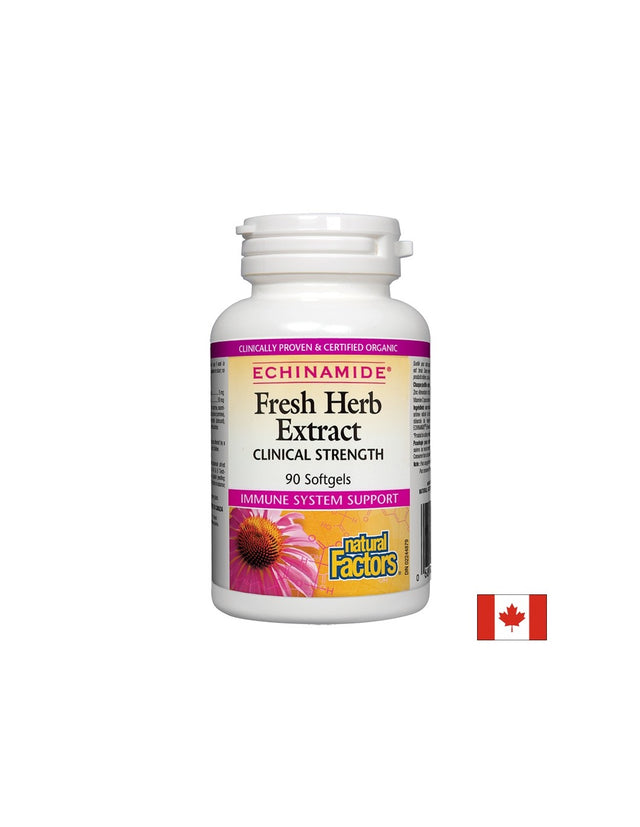 Echinamide Fresh Herb Extract Clinical Strength 250 mg - 90 Гел капсули  Natural Factors - Nutra Best Bulgaria