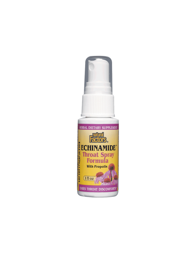 Echinamide® Throat Spray Formula/ Спрей за гърло с ехинацея и прополис x 30 ml/ 50 дози  Natural Factors - Nutra Best Bulgaria