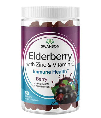 Elderberry Gummies with Zinc & Vitamin C | Berry - 60 Дъвчащи таблетки  Swanson - Nutra Best Bulgaria