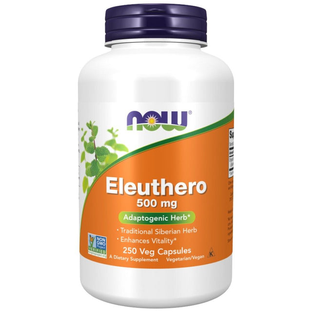 Eleuthero 500 mg | Siberian Ginseng - 250 капсули  NOW Foods - Nutra Best Bulgaria