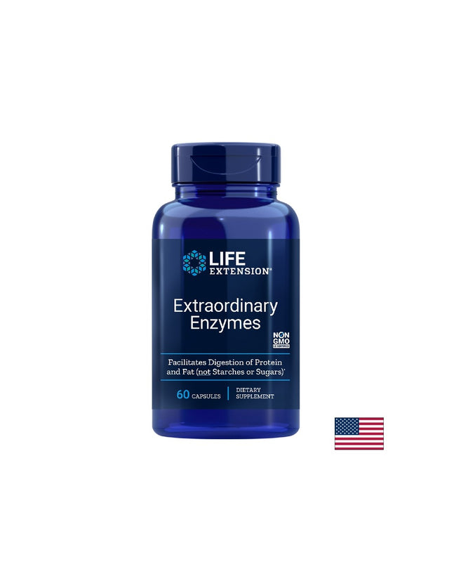 Extraordinary Enzymes/ Храносмилателни ензими х 60 капсули  Life Extension - Nutra Best Bulgaria