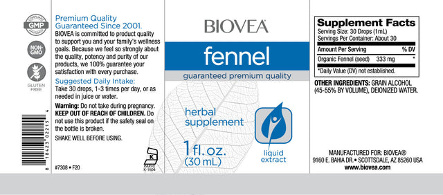Fennel Liquid Drops / 30 ml  Biovea - Nutra Best Bulgaria