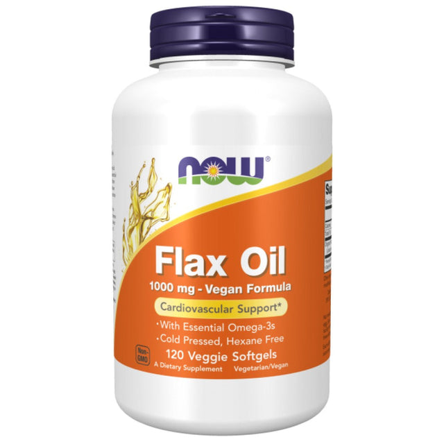 Flax Oil 1000 mg | Vegan Formula - 120 Гел капсули  NOW Foods - Nutra Best Bulgaria