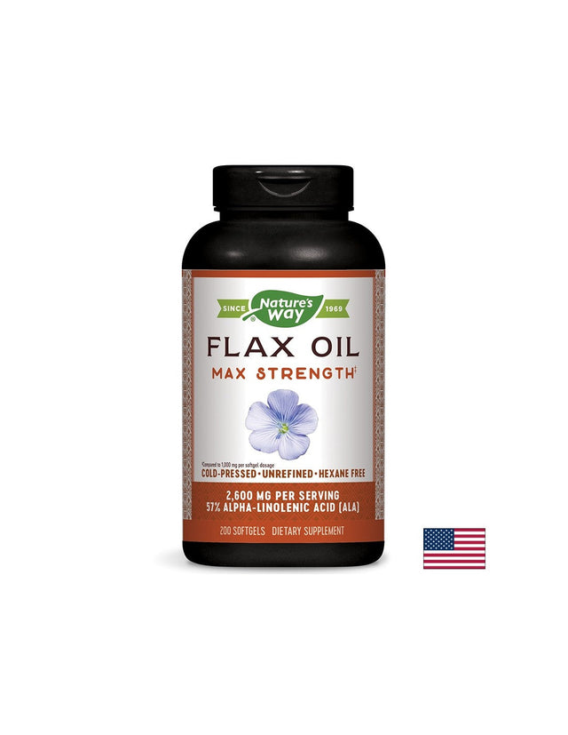 Flax Oil 1300 mg 57% ALA - 200 Гел капсули  Nature’s Way - Nutra Best Bulgaria