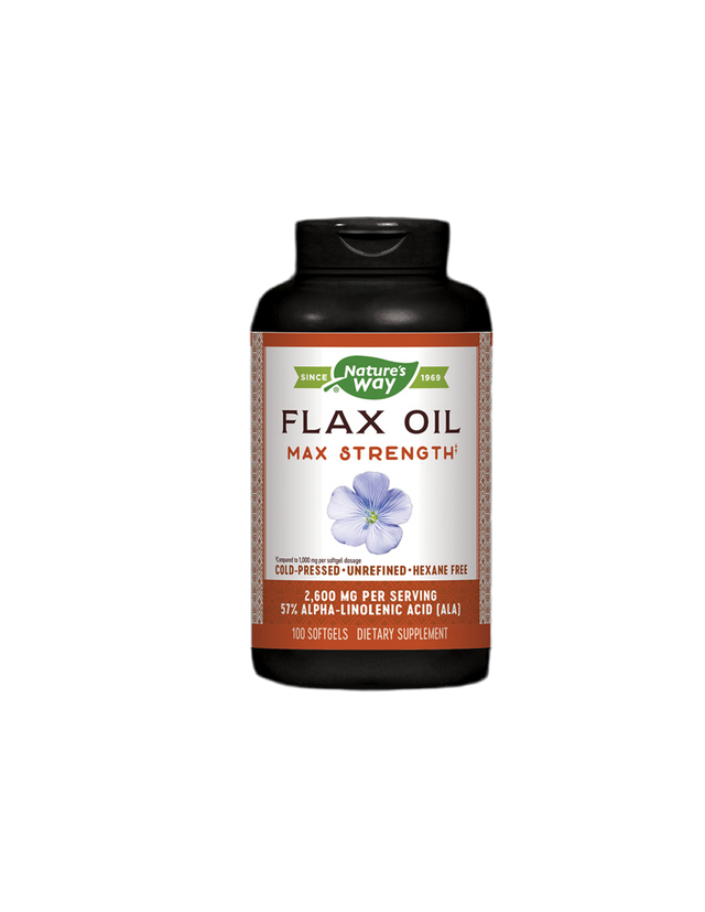 Flax Oil 1300mg High Potency - 100 Гел капсули  Nature’s Way - Nutra Best Bulgaria