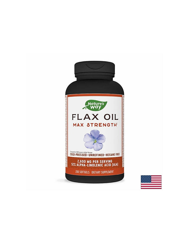 Flax Oil Max Strenght 57% ALA/ Ленено масло 1300 mg х 200 капсули Nature’s Way  Nature’s Way - Nutra Best Bulgaria