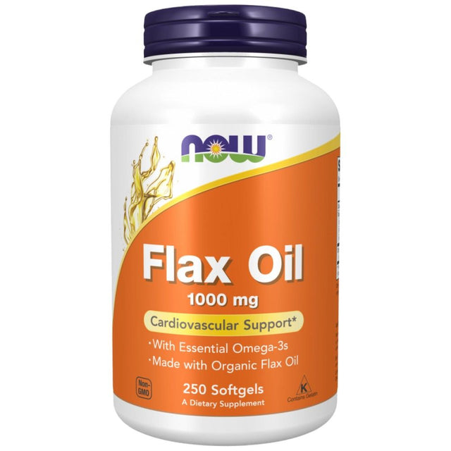 Flax Oil Organic 1000 mg - 250 Гел капсули  NOW Foods - Nutra Best Bulgaria