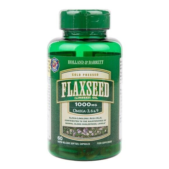 Ленено масло студено пресовано (Flaxseed Oil) 1000мг 60 капсули, H&B  Holland & Barrett - Nutra Best Bulgaria
