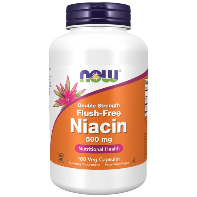 Flush-Free Niacin 500 mg | Double Strength - 180 капсули  NOW Foods - Nutra Best Bulgaria