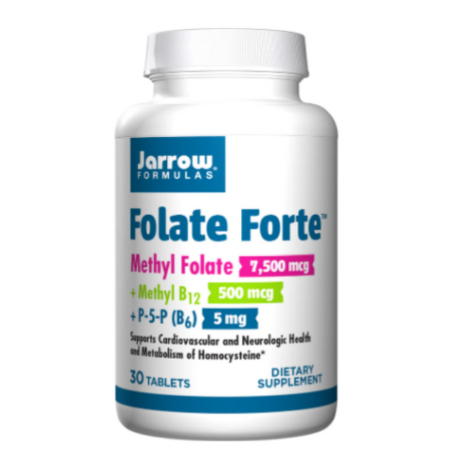 Folate Forte - Methyl Folate + Methyl B12 + P-5-P - Фолат 30 таблетки  Jarrow Formulas - Nutra Best Bulgaria