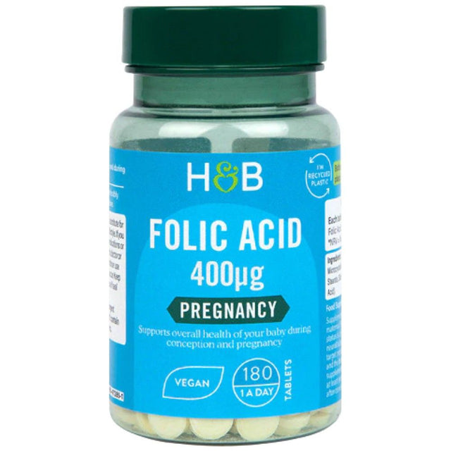 Фолиева киселина (Folic Acid) 400мкг 180 таблетки, H&B  Holland & Barrett - Nutra Best Bulgaria
