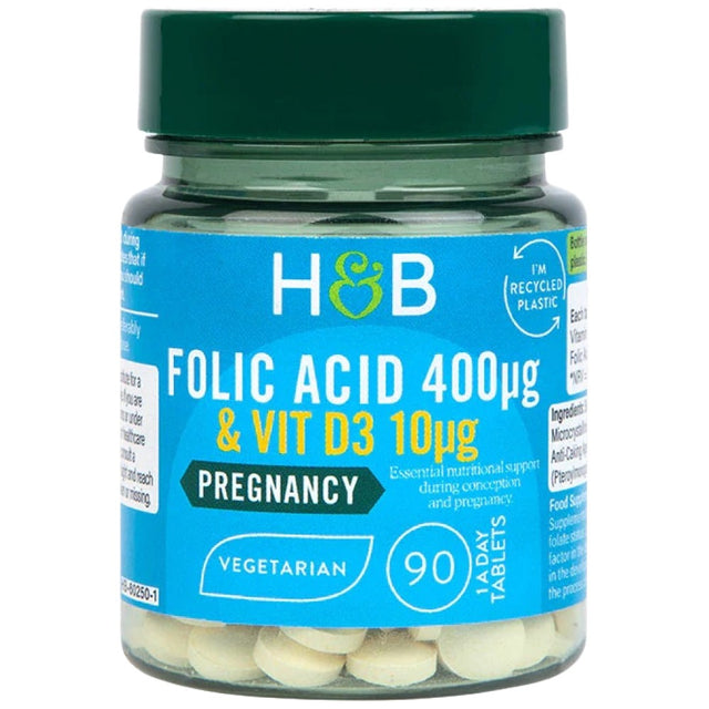 Folic Acid 400 mcg |  With Vit D3 10 mcg - 90 Таблетки  Holland & Barrett - Nutra Best Bulgaria