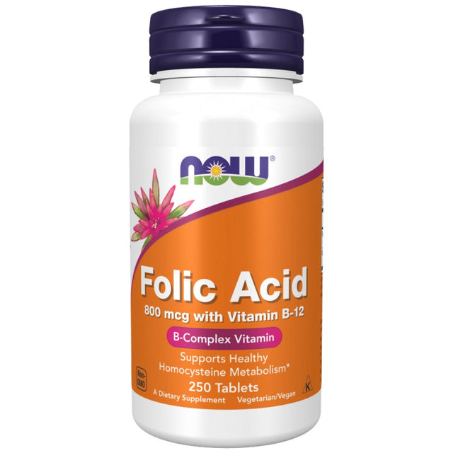 Folic Acid 800 mcg - 250 Таблетки  NOW Foods - Nutra Best Bulgaria