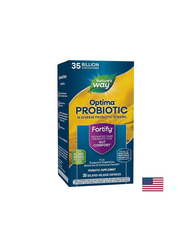 Fortify™ Optima®  Daily Probiotic + Prebiotic - Фортифай Оптима пробиотик, 35 милиарда активни пробиотици, 30 капсули Nature’s Way - Nutra Best