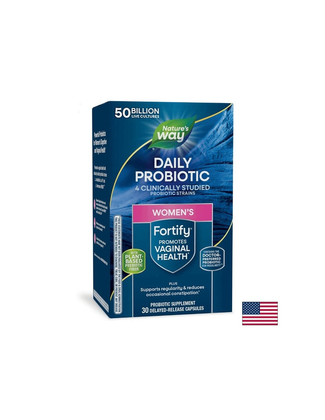 Пробиотик + пребиотици за жени – високо дозирани - Fortify Women‘s Probiotic, 50 млрд. активни пробиотици, 30 капсули  Nature’s Way - Nutra Best Bulgaria