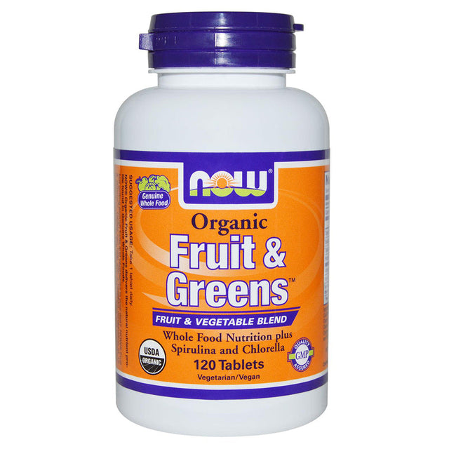 Fruit & Greens (Organic) - 120 Таблетки  NOW Foods - Nutra Best Bulgaria