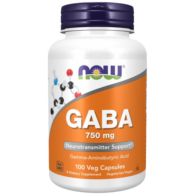 GABA 750 mg - 100 капсули  NOW Foods - Nutra Best Bulgaria