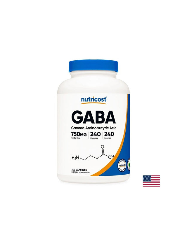 Стрес и добро настроение - Гама-аминобутирова киселина (GABA), 750 mg х 240 капсули  Nutricost - Nutra Best Bulgaria