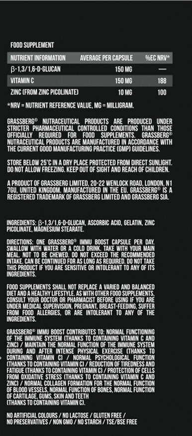 GRASSBERG Immu Boost - Beta Glucans  60 Caps - Nutra Best