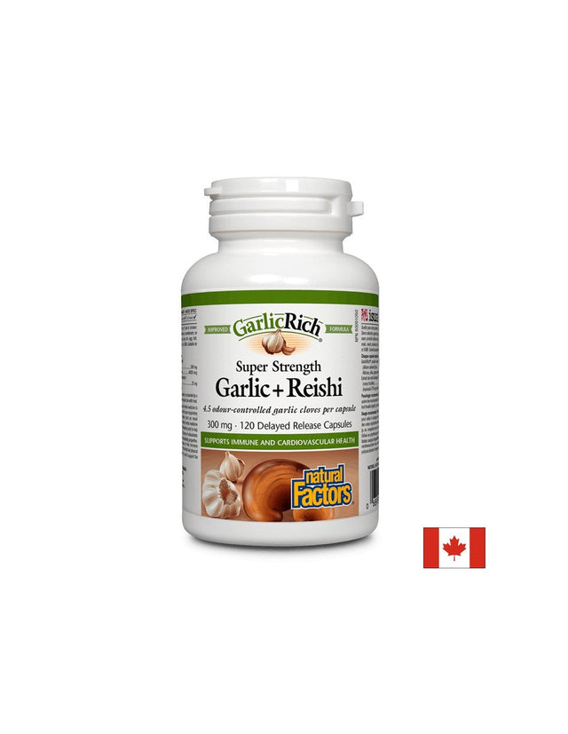 GarlicRich® Super Strength Garlic+Reishi / Чесън + Рейши x 120 капсули  Natural Factors - Nutra Best Bulgaria