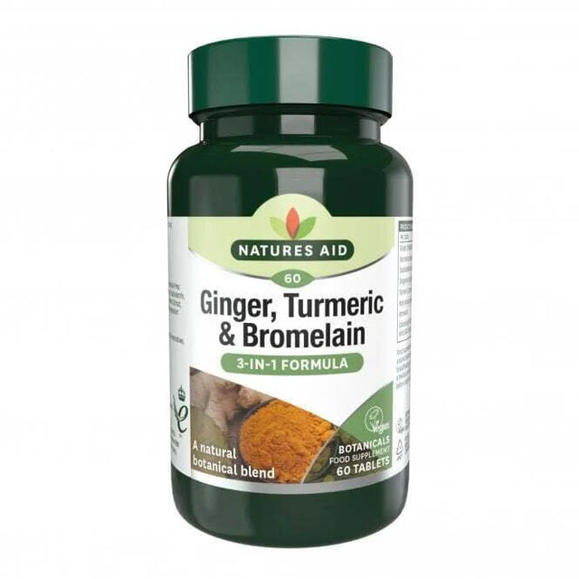 Джинджифил, Куркума и Бромелаин (Ginger, Turmeric & Bromelain) 60 таблетки NaturesAid - Nutra Best