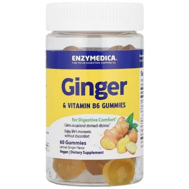 Ginger & Vitamin B6 Gummies - 60 желирани бонбони  Enzymedica - Nutra Best Bulgaria