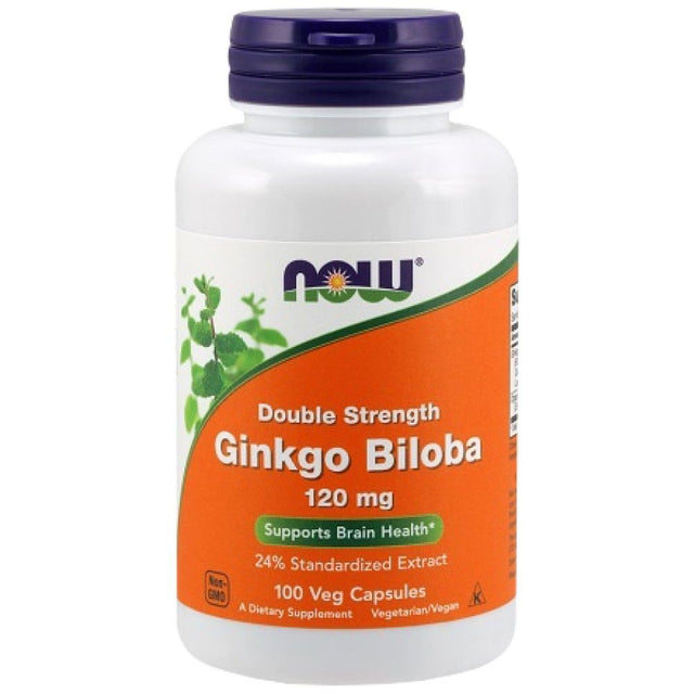 Ginkgo Biloba 120 mg / Double Strength - 100 капсули  NOW Foods - Nutra Best Bulgaria