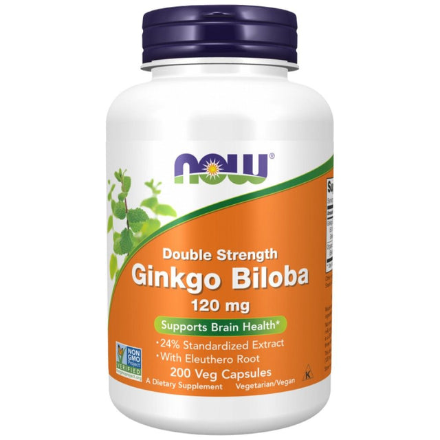 Ginkgo Biloba 120 mg / Double Strength - 200 капсули  NOW Foods - Nutra Best Bulgaria